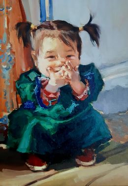 Gemälde, Emotions of Crossed Fingers - Portrait of Asia Girl, Max Skoblinsky