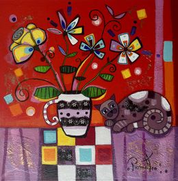 Gemälde, Bouquet chatoyant, Joseph Piermatteo
