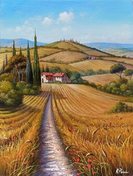 Gemälde, The way of grain - Tuscany landscape painting, Raimondo Pacini