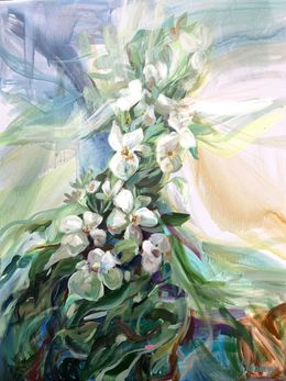 Painting, The magic of Jasmines. Foliage Original painting, Momalyu Liubov Kriuchkova