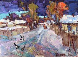 Gemälde, Snow covered street, Oksana Ivanyuk