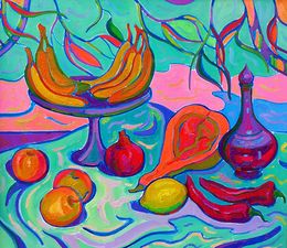 Painting, Bananas, pomegranate and pepper, Peter Tovpev