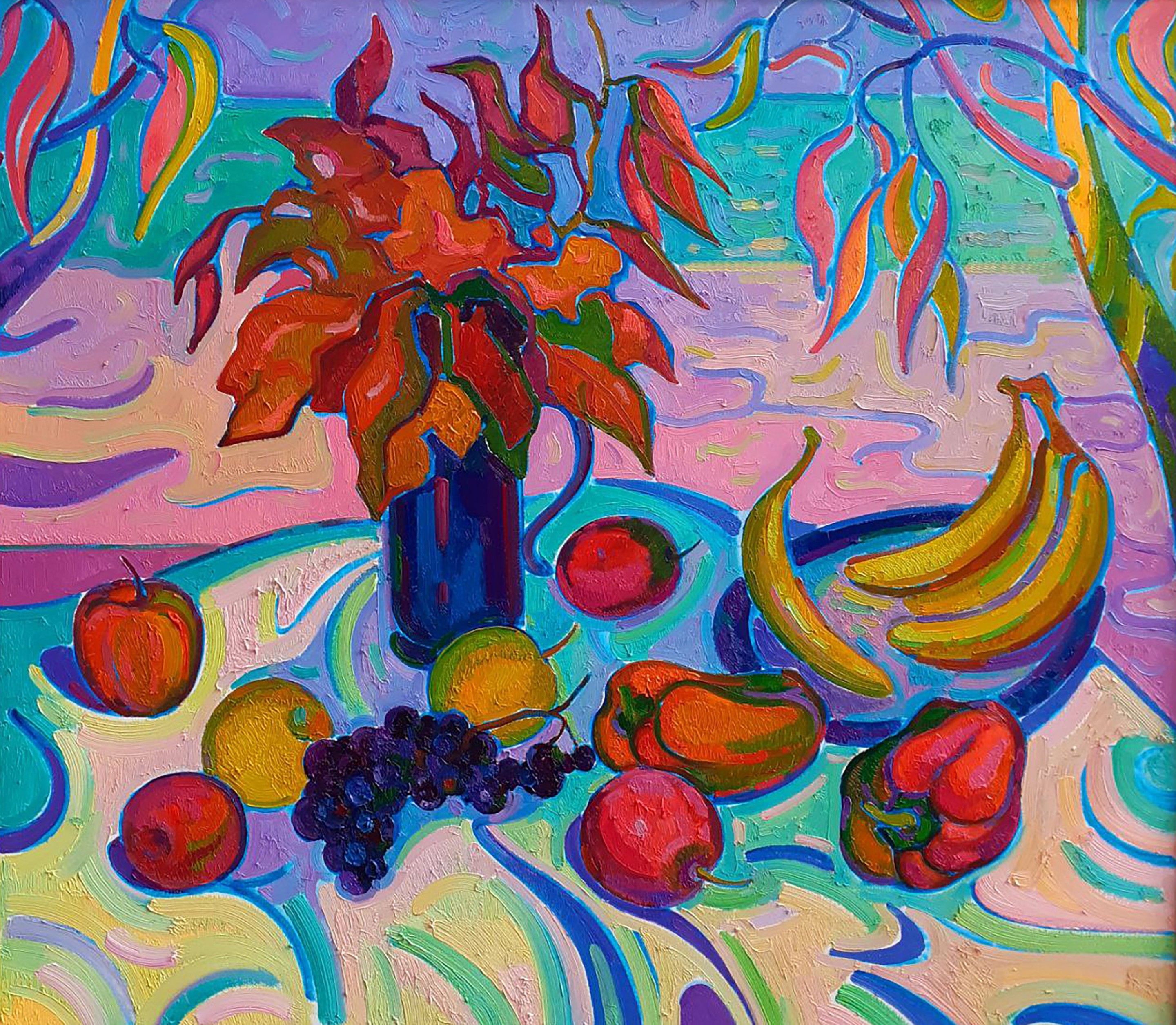 Peter Tovpev, Still life with dry leaves and fruits Peter Tovpev, Still life with dry leaves and fruits