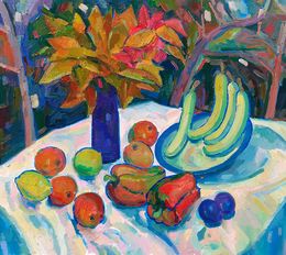 Painting, Autumn bouquet and fruits, Peter Tovpev