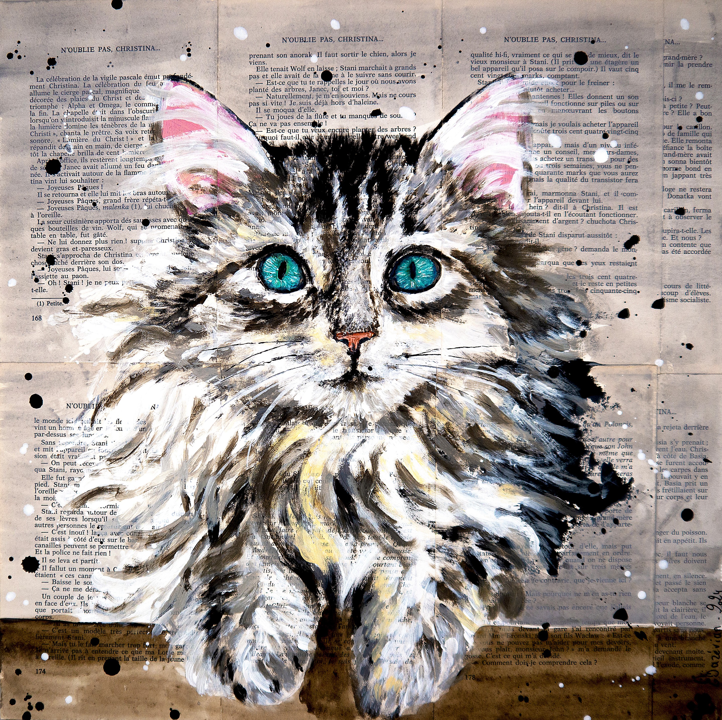 Bazévian Delacapucinière, Portrait Siberian Kitten Cat - French school Bazévian Delacapucinière, Portrait Siberian Kitten Cat - French school