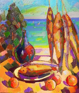 Painting, Fish and fruit, Peter Tovpev