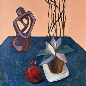 Gemälde, Stillife with pomegranate and vase, Olga Afanasiadi