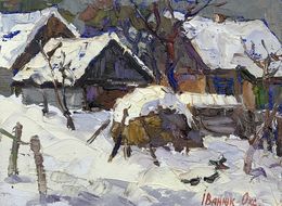 Painting, Winter yard, Oksana Ivanyuk