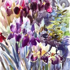 Zeichnungen, Flowerbed with irises, Anna Lageda