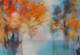 Gemälde, Movement in Stillness - extra-large abstract nature painting, Vera Hoi