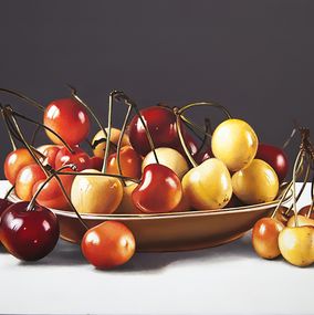 Gemälde, Still life with cherries, Valeri Tsvetkov