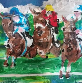 Gemälde, Crown du Berlais, Ecurie H&P Pilarski - Course Obstacle - Steeple chase, Kalh Art Kalley