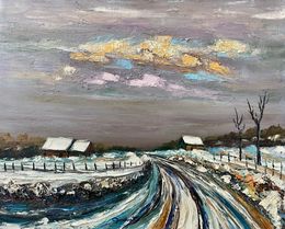 Gemälde, Neige sur le chemin - Ref CPBD1010, Lucien Gondret