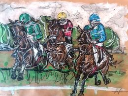 Fine Art Drawings, Horseracing Steplee Auteuil Pilarski colors, Kalh Art Kalley