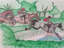 Gemälde, Auteil Grandiose Grand Steplee chase paris GR1, Kalh Art Kalley