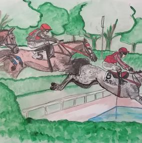 Gemälde, Auteil Grandiose Grand Steplee chase paris GR1, Kalh Art Kalley