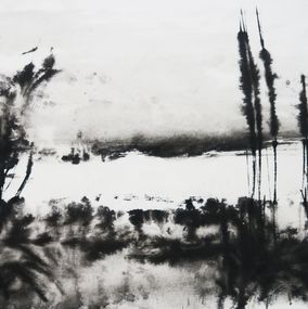 Peinture, Les Marais de la Brière - Paysage de Loire Atlantique à l'encre de chine, Gilt - Gilles Thiebault