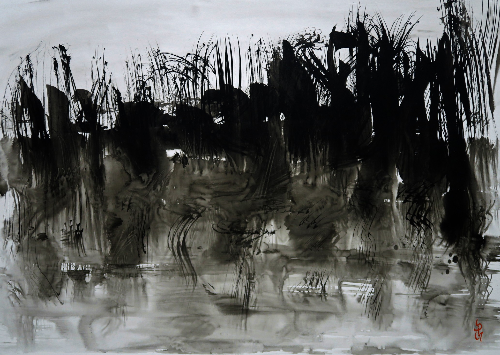 Gilt - Gilles Thiebault, Les Marais de la Brière - Paysage de Loire Atlantique à l'encre de chine Gilt - Gilles Thiebault, Les Marais de la Brière - Paysage de Loire Atlantique à l'encre de chine