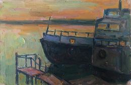 Gemälde, Sunset at sea, Peter Tovpev