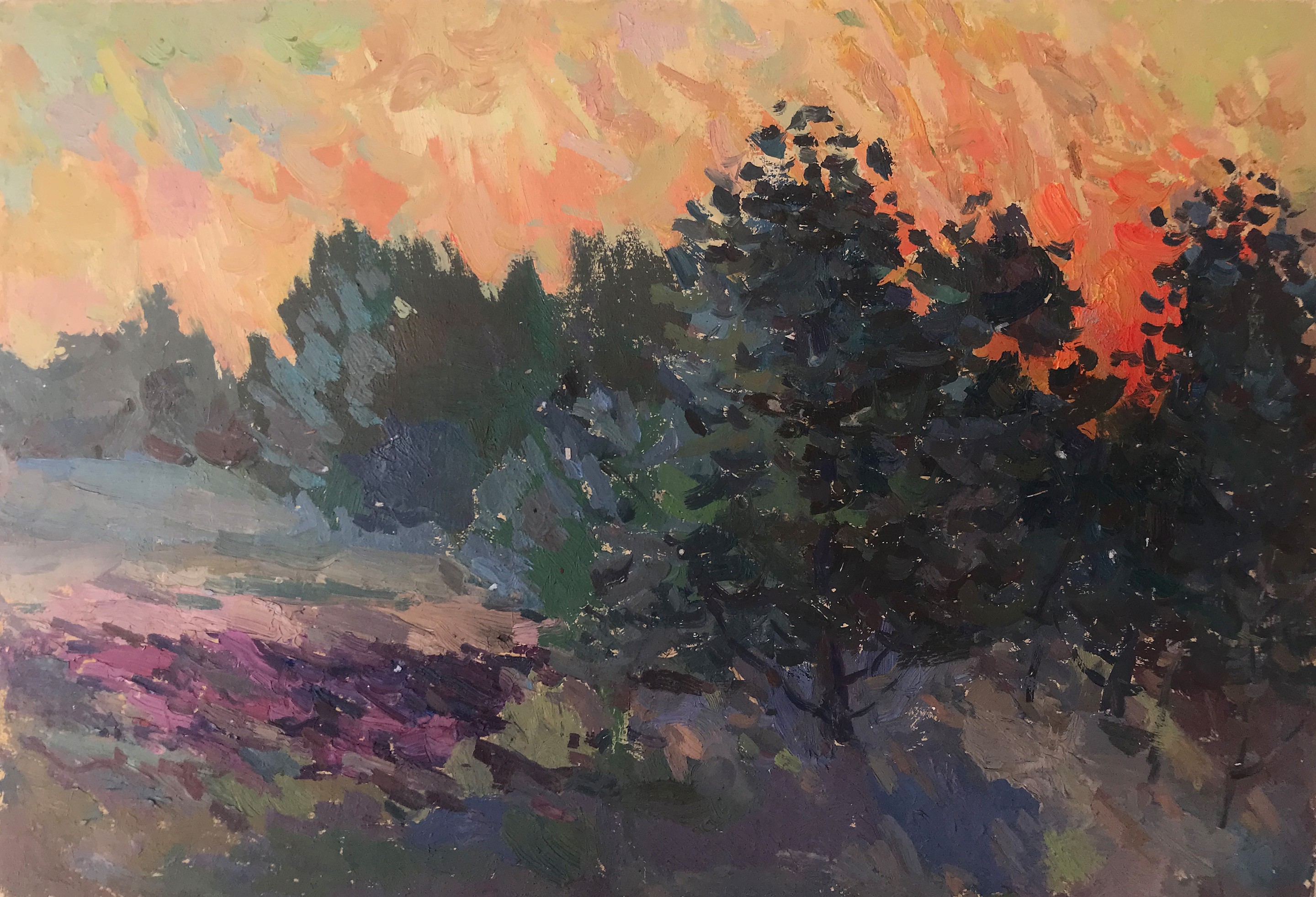 Peter Tovpev, Sunset behind the forest Peter Tovpev, Sunset behind the forest