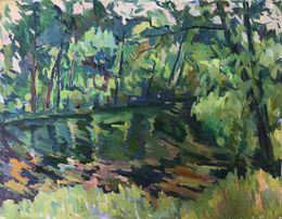 Painting, River in the forest, Peter Tovpev