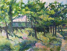 Painting, Forest landscape with a house, Peter Tovpev