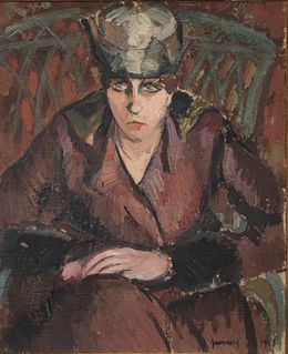 Painting, Femme à la toque, Belle Epoque, René Guinand
