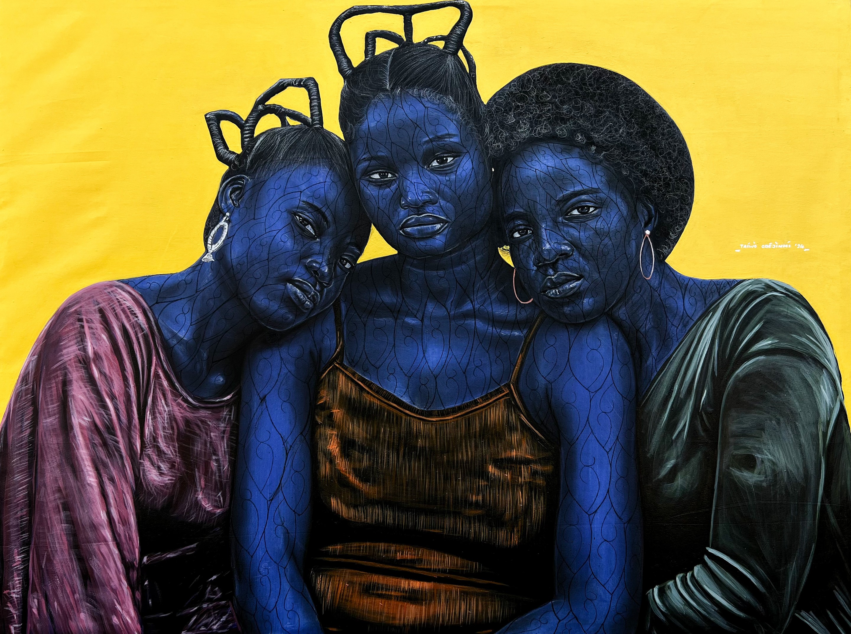 Taiwo Odejinmi, Love Between Friends - 21st Century, Contemporary, Figurative, Portrait, Women Taiwo Odejinmi, Love Between Friends - 21st Century, Contemporary, Figurative, Portrait, Women