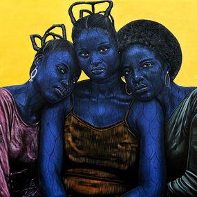 Gemälde, Love Between Friends - 21st Century, Contemporary, Figurative, Portrait, Women, Taiwo Odejinmi