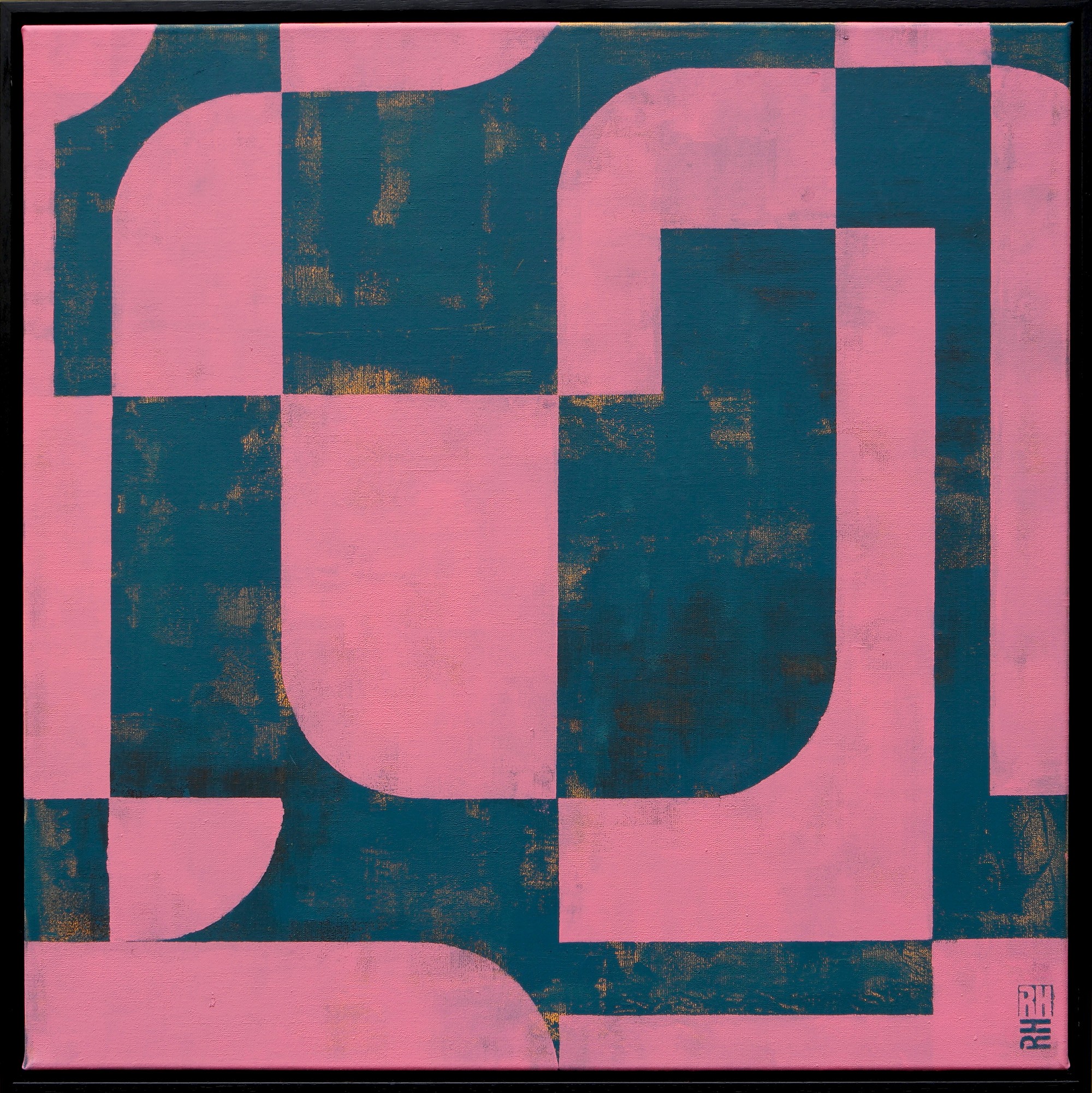 Ronald Hunter, Circle in Circle pink & Blue Ronald Hunter, Circle in Circle pink & Blue