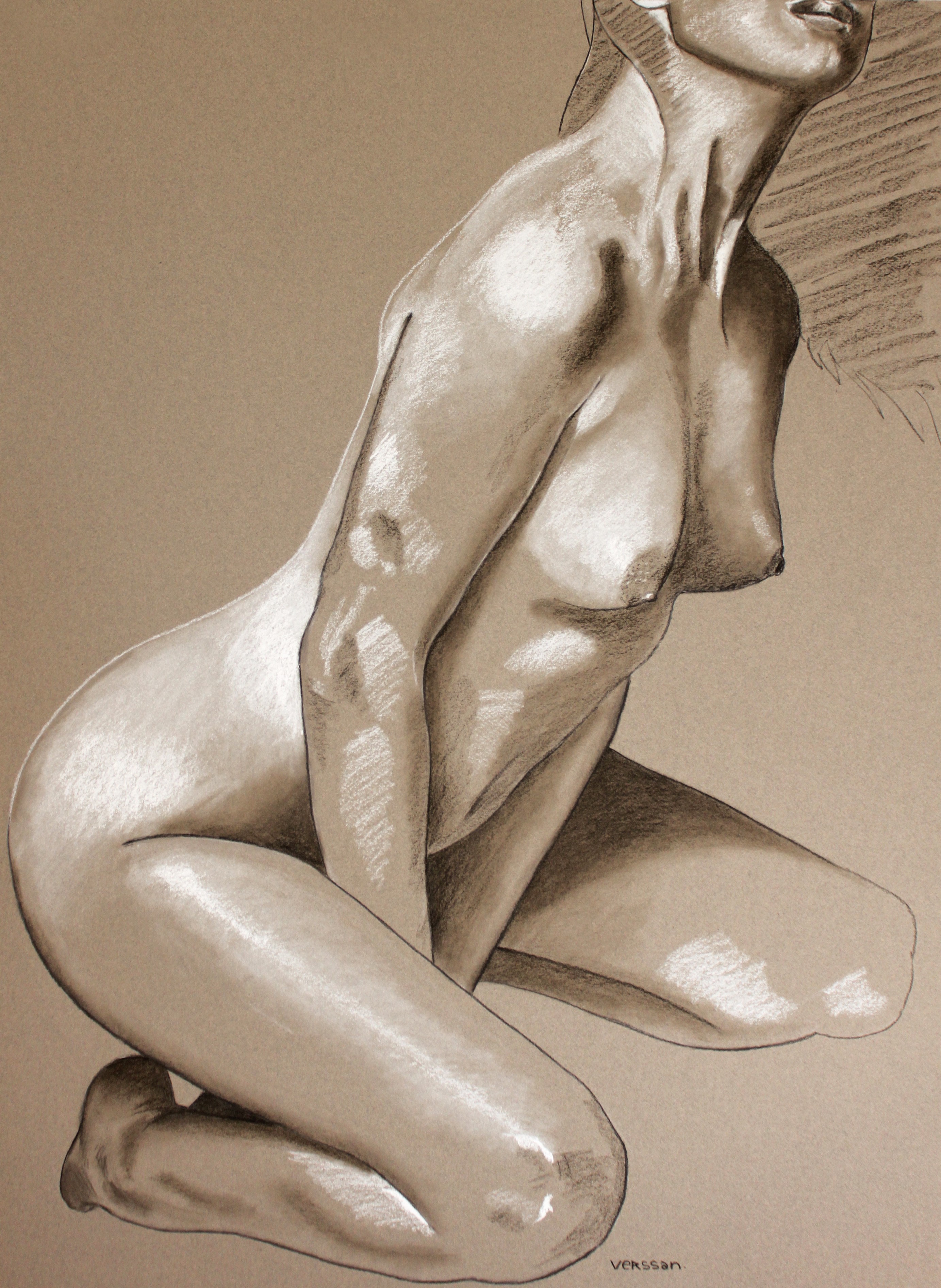 Verssan, Femme nue à genoux Verssan, Femme nue à genoux