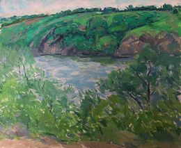 Gemälde, Landscape with a river, Peter Tovpev