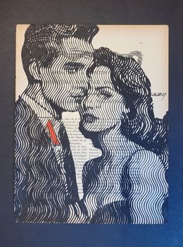 Gemälde, Couple sur papier ancien, Wawapod