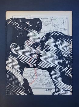 Gemälde, Couple sur carte de guerre, Wawapod