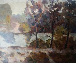 Gemälde, Stream in the forest, Peter Tovpev