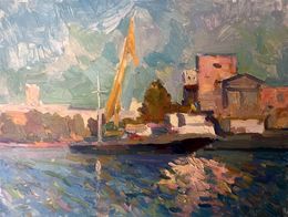 Gemälde, City port, Peter Tovpev