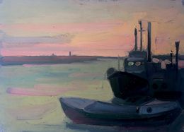 Gemälde, City port, Peter Tovpev