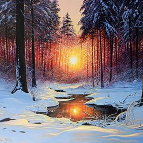 Gemälde, Sunrise in the Frozen Forest, Stepan Ohanyan