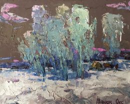 Gemälde, Poplar in the frost, Oksana Ivanyuk