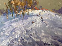 Peinture, On snowy hills, Oksana Ivanyuk