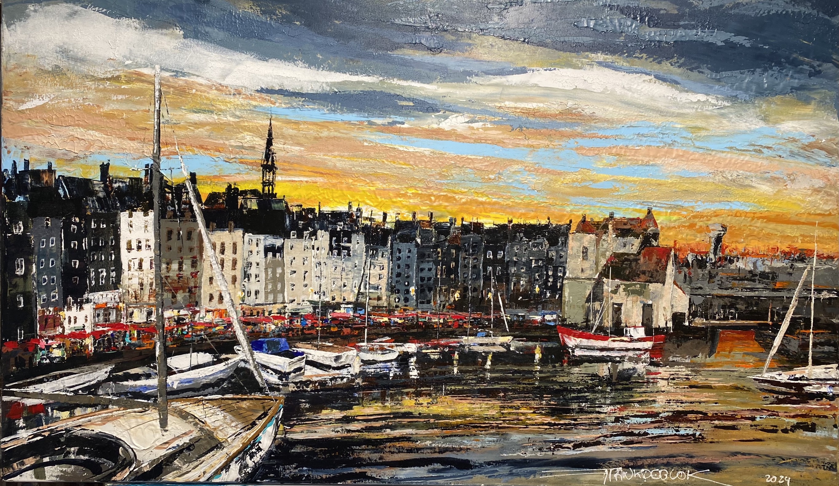 Frank De Blok, Crépuscule sur le vieux bassin Honfleur Frank De Blok, Crépuscule sur le vieux bassin Honfleur