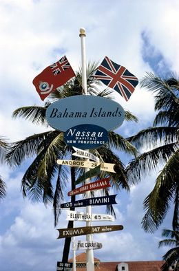 Photography, Bahamas Signpost, Slim Aarons