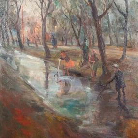 Gemälde, Children playing in the park, Miroslava Vrbova-Stefkova