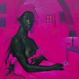 Gemälde, Lady With the Pearl Earring - 21st Century, Contemporary, Figurative, Nude, Women, Ajegbomogun Damilola