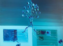 Gemälde, Femme Bionic entre deux monde, José Perez Hernandez