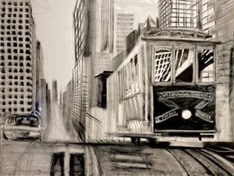 Fine Art Drawings, San Francisco street car, Frank De Blok