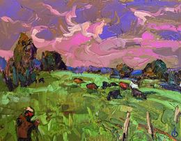Painting, Shepherd and cows, Ivanyuk Oleksiy