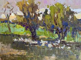 Painting, Geese in the lake, Oksana Ivanyuk