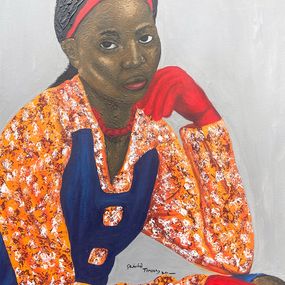 Gemälde, While I Wait 1 - 21st Century, Contemporary, Figurative, Portrait, Women, Love, Olaniyi Timothy
