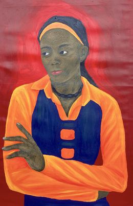 Peinture, While I Wait 2 - 21st Century, Contemporary, Figurative, Portrait, Women, Love, Olaniyi Timothy